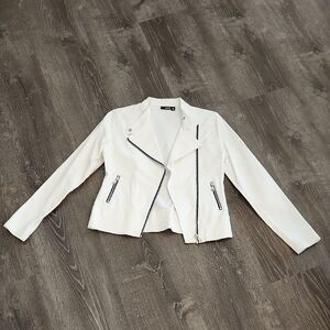 Women's White Moto Jacket